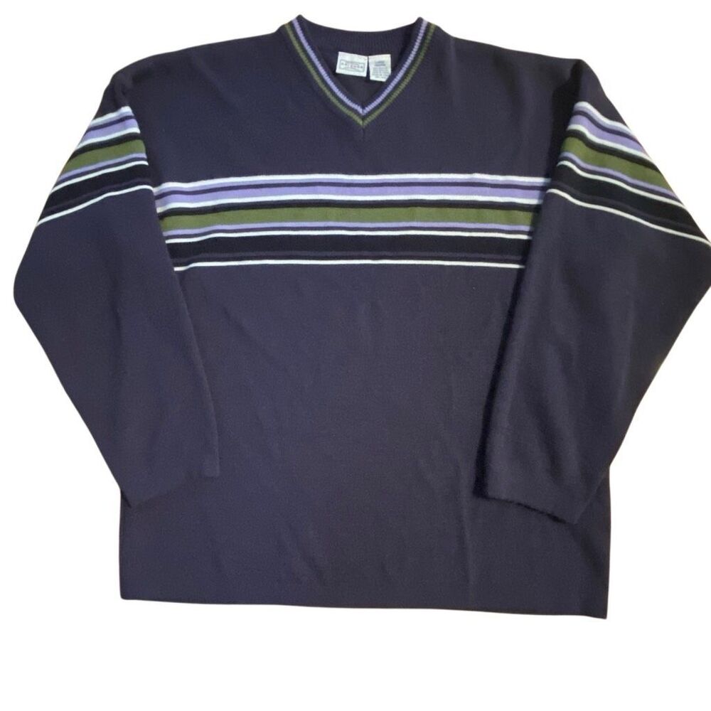 Vintage Arizona Jean Sweater Mens Purple Striped Mall Punk Y2K Dad Skate Grunge